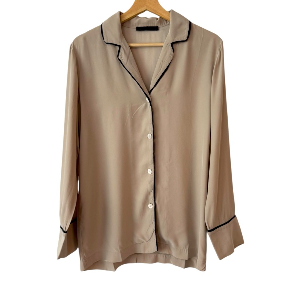 Jenni Kayne Silk Long Sleeve Button-Up Top size S